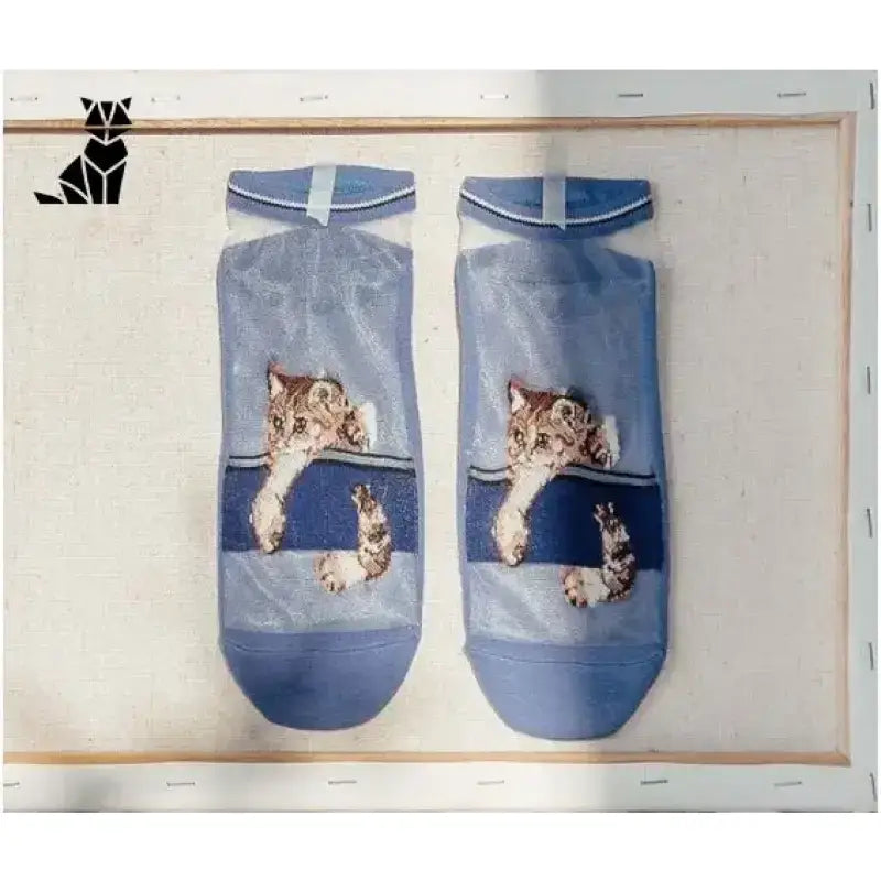 Chaussettes Chat Motif: Confort Et Style Félin à Vos Pieds! Bleu