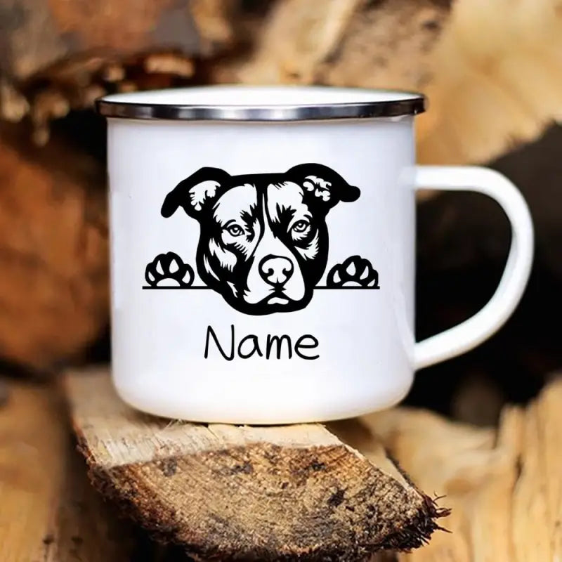 Mug personnalisé Chien sur une bûche - Design d’animaux adorables