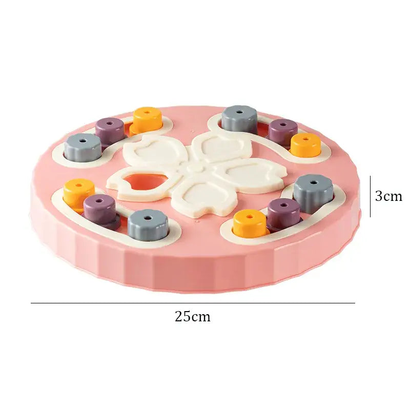 Jouet puzzle interactif rose et blanc-orange pour la santé digestive des chiens