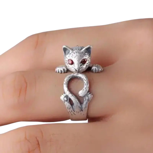 Mignonne Bague Chat En Plaqué Argent Pour Les Amoureux Des Félins Transparent Background