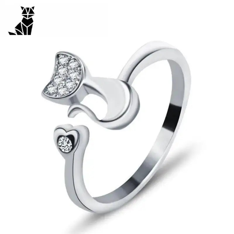 Bague Chat En Argent Aux Sublimes Reflets De Diamant