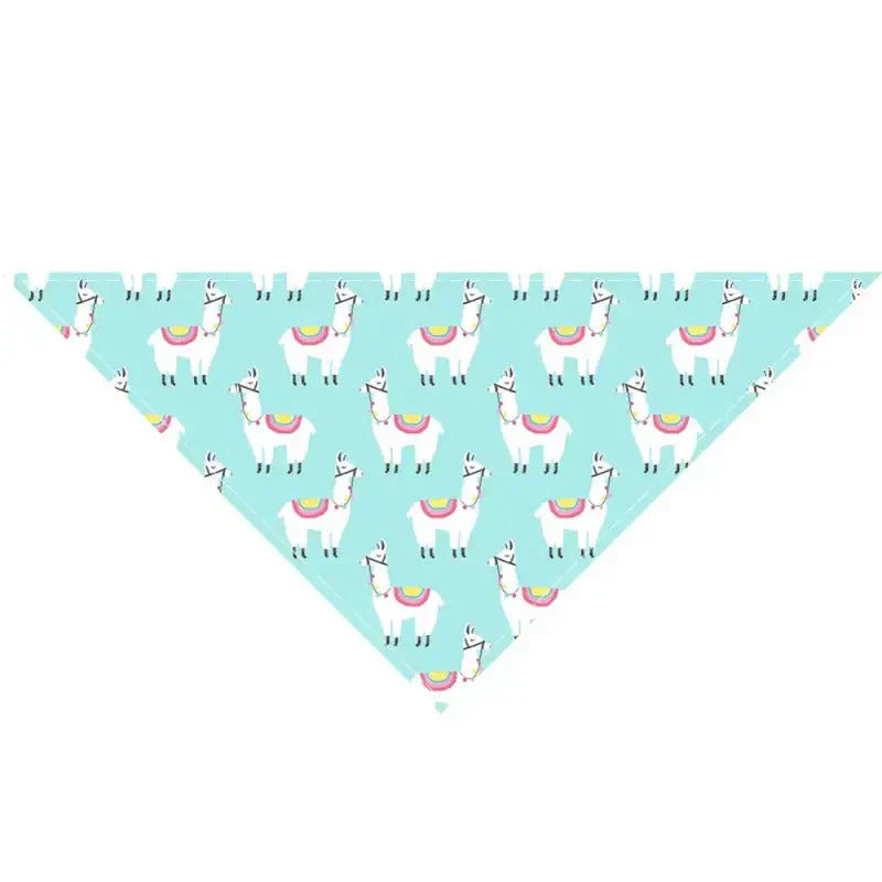 Bandana pour berger australien avec petits motifs d’arc-en-ciel et ’ll’ sur fond bleu