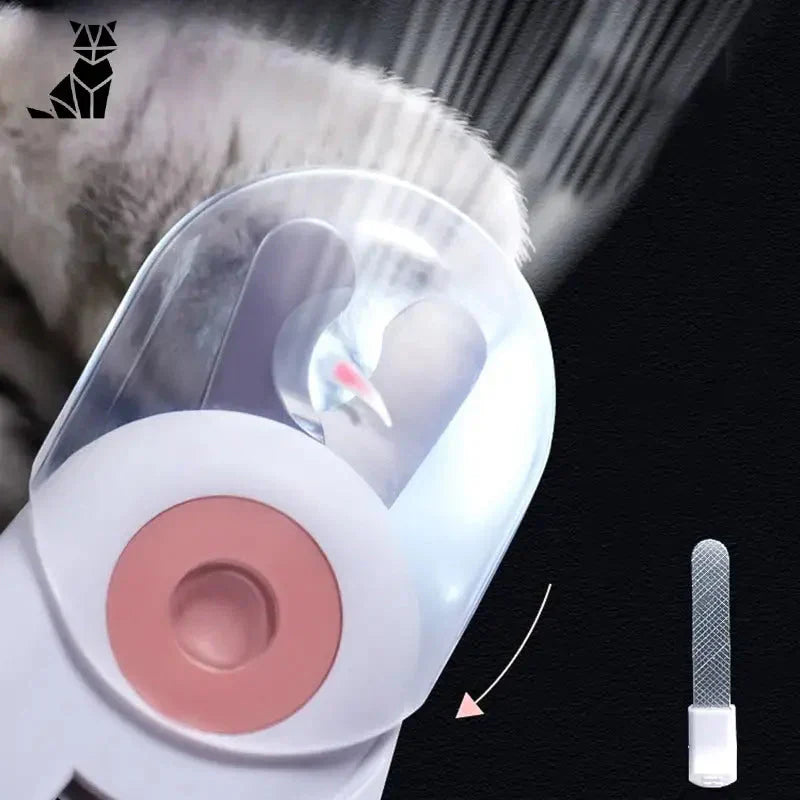 Chat se faisant vaporiser lors de l’utilisation de coupe-ongles avec lumière intégrée pour une coupe précise des ongles