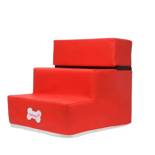 Trois marches pour petits chiens : Chaise rouge avec bouton blanc Transparent Background