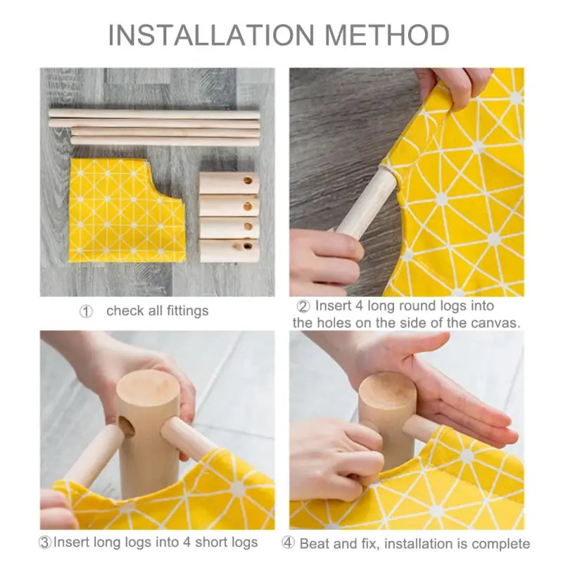 Instructions pour une maison de poupée avec une poupée en bois sur Hamac pour chat en bois durable pour les animaux, bois