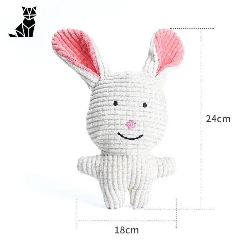 Animal en peluche lapin blanc avec oreilles roses - Jouet amusant en forme d’âne avec grincement, forme dâne jouet