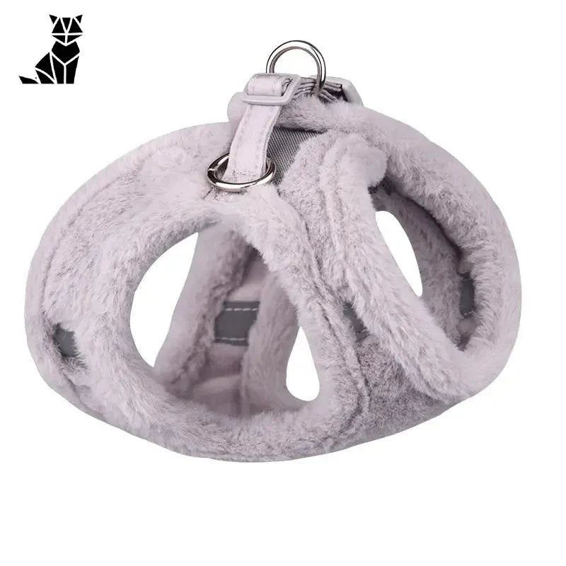 Collier blanc réfléchissant avec anneau argenté pour chats et chiots