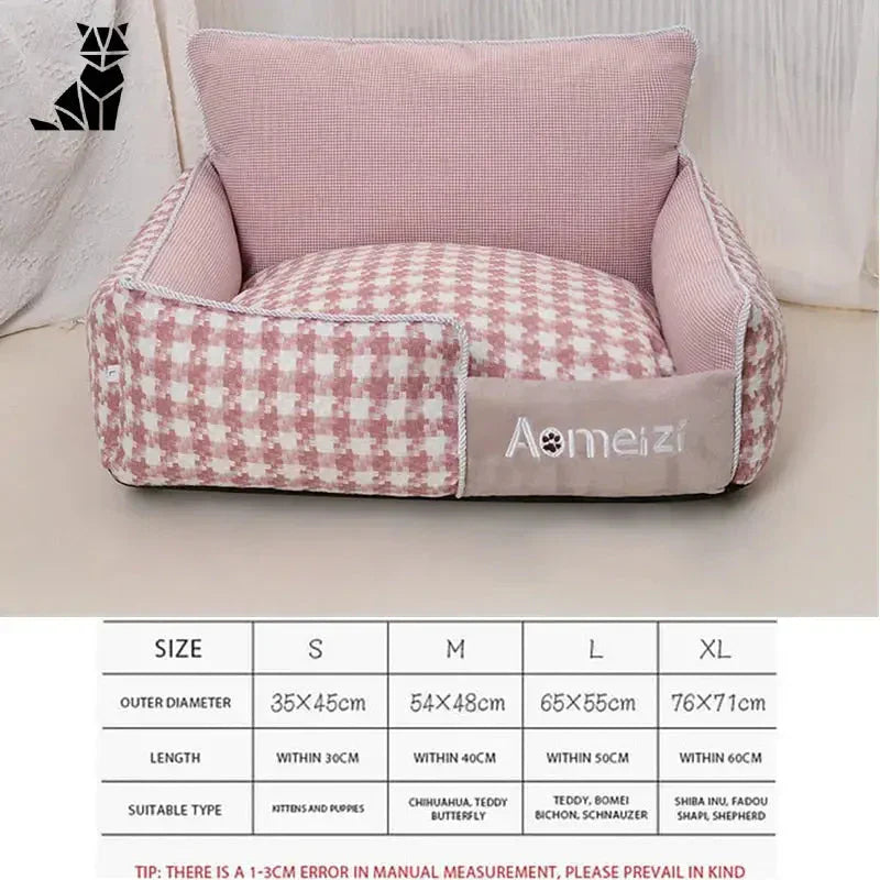 Lit Confortable pour Chien - Pink Checkered Pattern, Chien Confortable, Sommeil Paisible, Différentes Tailles