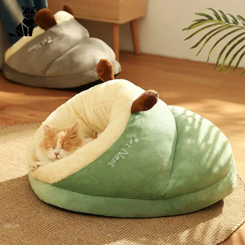 Chat dormant en vert et blanc 50x35x30cm Cozy Cat House, doux comfortable espace