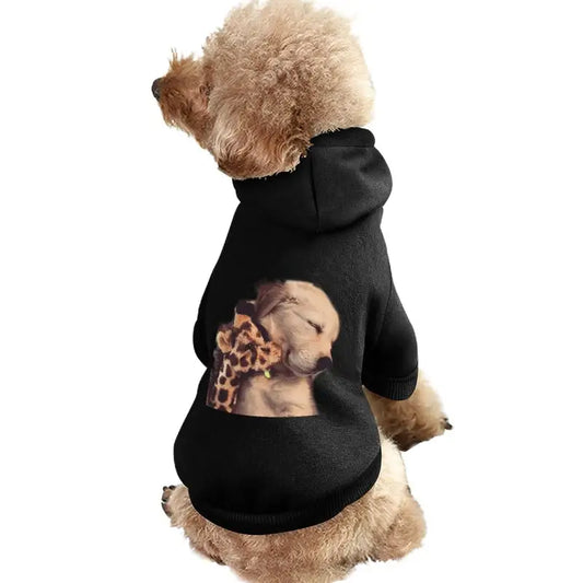 Chien dans un manteau chaud et respirant pour animaux de compagnie - Sweat à capuche noir stylé avec motif léopard