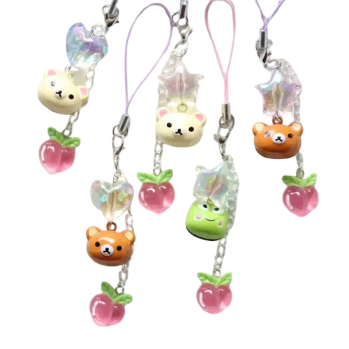 Porte-clés kawaii avec breloques en forme d’animaux de dessins animés, inspirés des thèmes de la pêche/anté Transparent Background