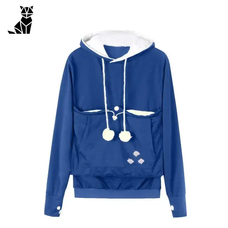 Pull Chat Avec Poche Kangourou Pour Moments Cocooning - Bleu / s