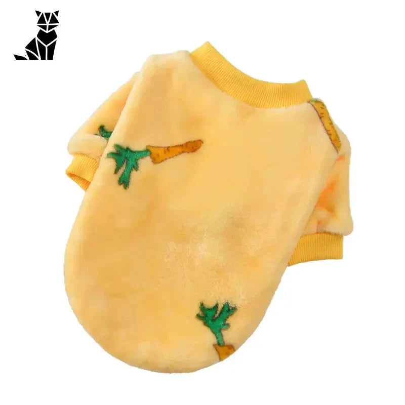 Pull Douillet pour Chat - Chaleur Supérieure: Pull jaune pour chien avec feuille verte en tissu