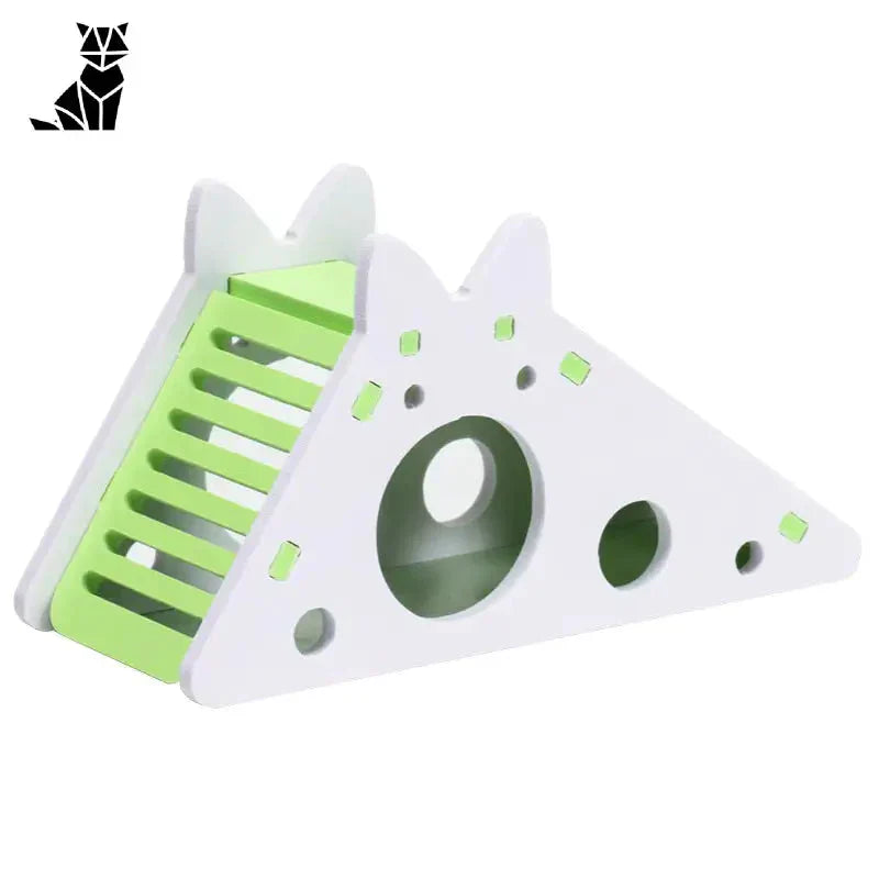 Porte-appareil triangulaire en plastique blanc avec inserts verts pour Slide for Little Companion en bois coloré